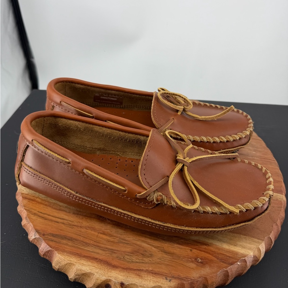 Minnetonka Driving Moccasin Mens 8.5 Chestnut Lariat Cowhide Double Bottom 946